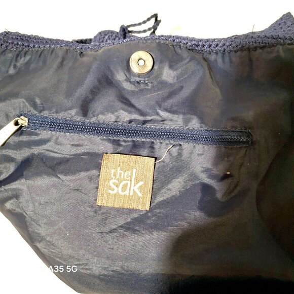 The Sak Originals Navy Blue Knit Tote Bag With Dual Shoulder Straps - Picture 9 of 9